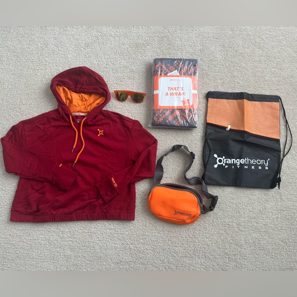 Orangetheory Burgundy Hoodie Blanket Bags Sunglasses - Picture 1 of 8